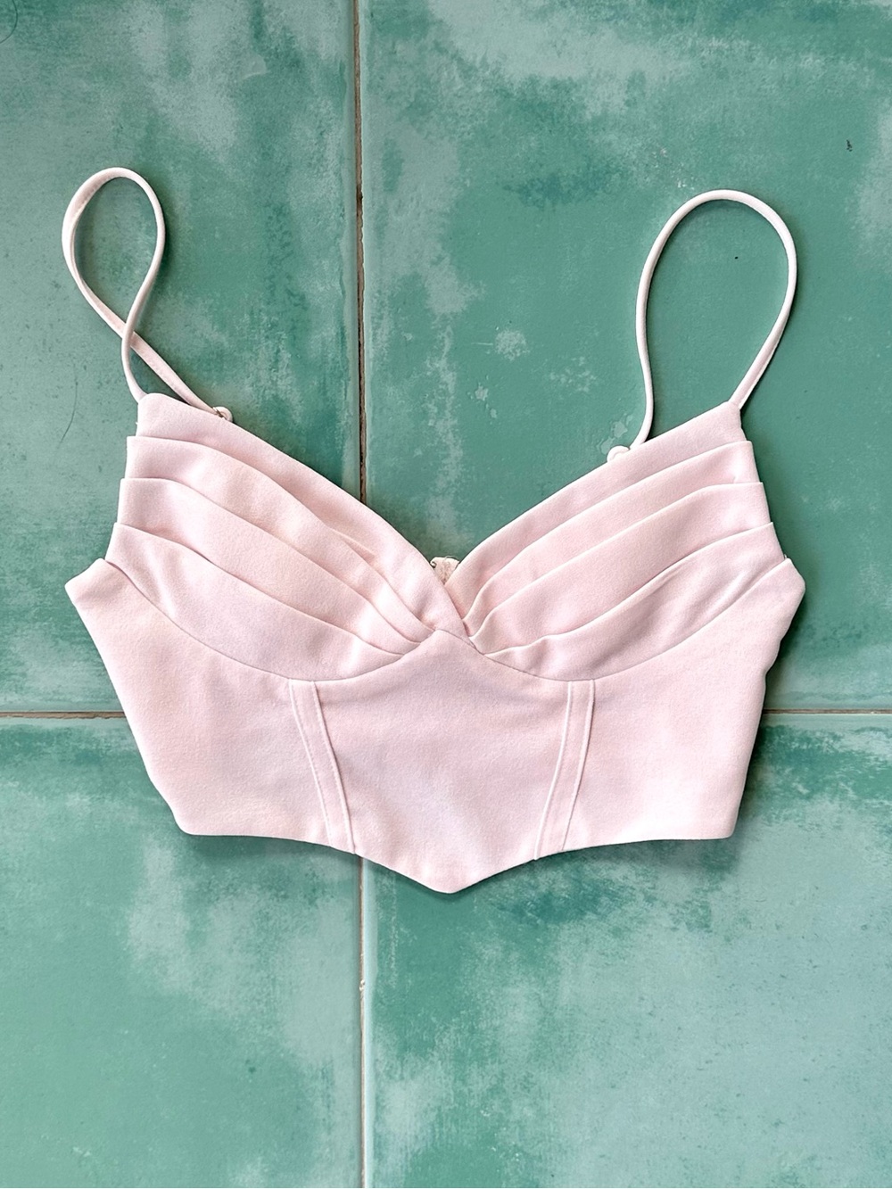 Alice Elle Blush Pink Pleated Bustier Corset Crop Top Size 6